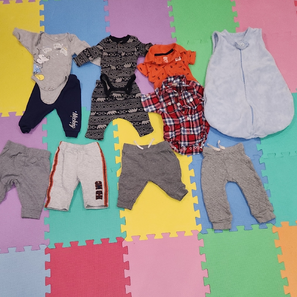 Size 0-3 Months Bundle, Baby Clothing Set with Various Designs, Like New